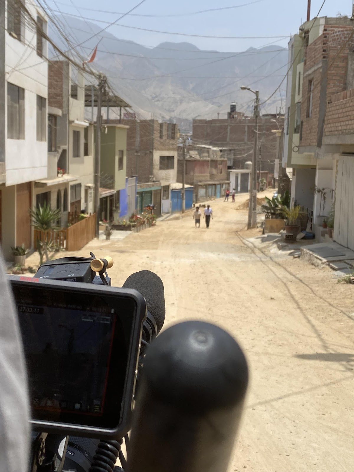 Filming in the outskirts of Lima, Peru